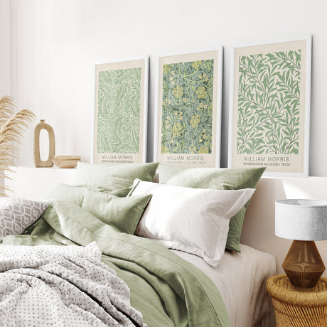 3 Piece William Morris Wall Art Set. Greenery Exhibition Style