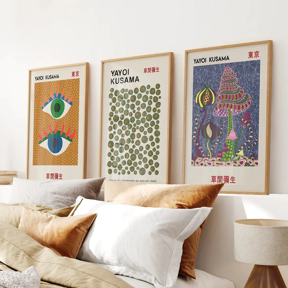 Yayoi Kusama Exhibition Wall Art Set of 3 Prints