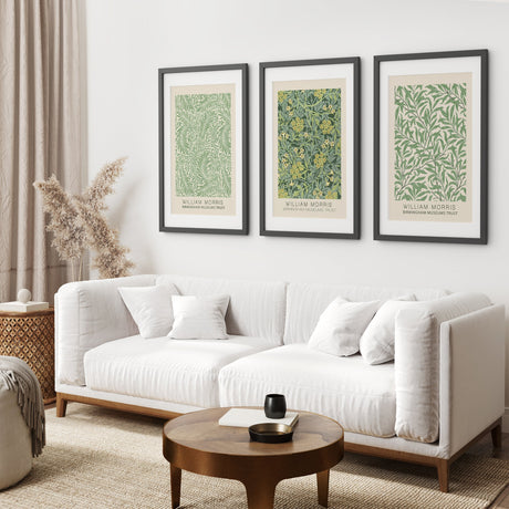 3 Piece William Morris Wall Art Set. Greenery Exhibition Style