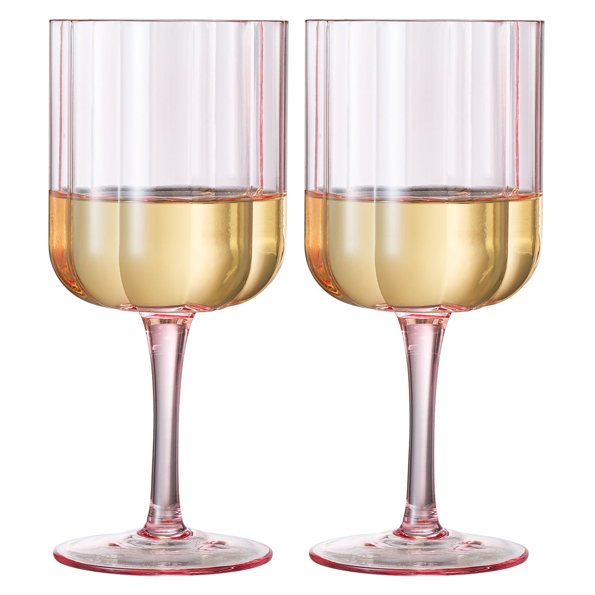 Flower Stemmed Wine Glassware, Pink, Set of 2