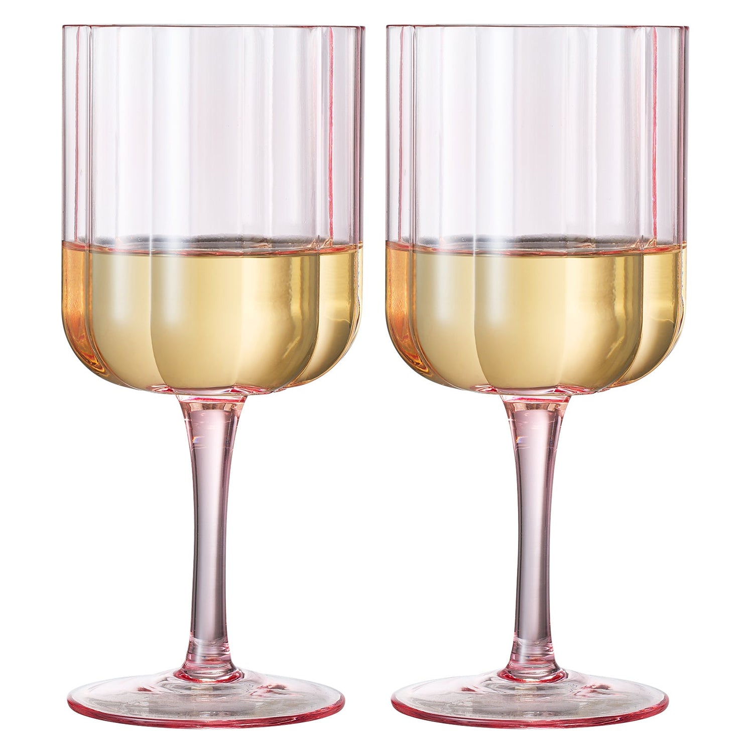 Flower Stemmed Wine Glassware, Pink, Set of 2