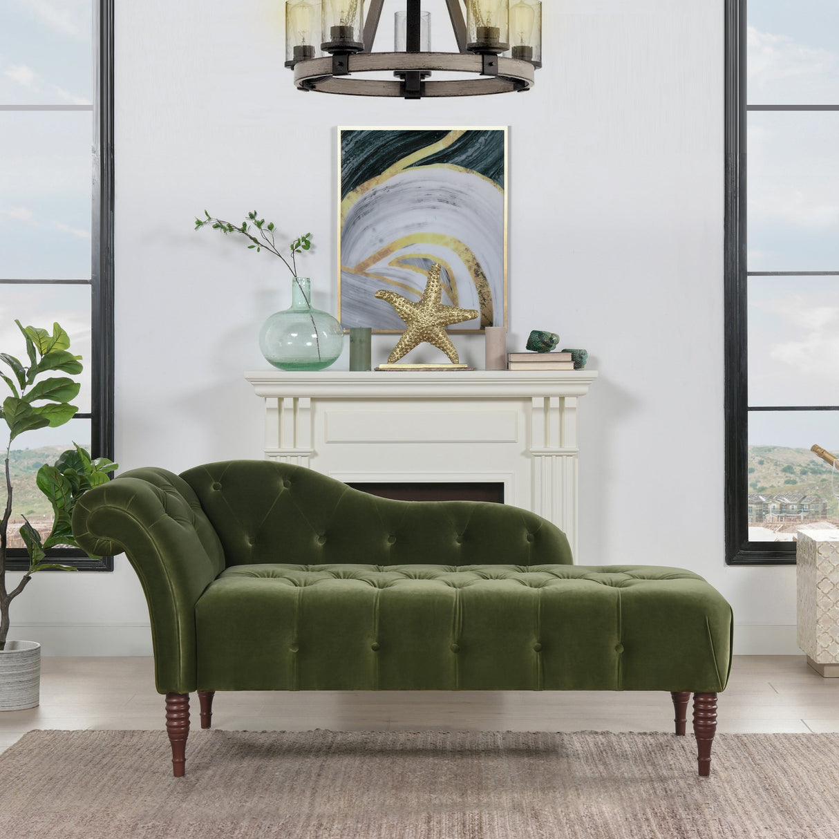 The Solengrund™ Right-Arm Lounge Loveseat, Olive Green