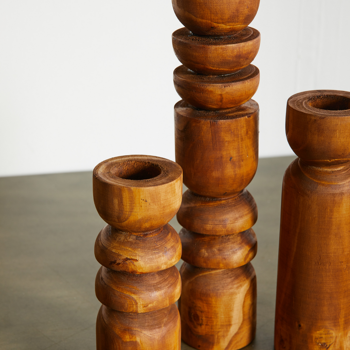 Abstract Wooden Tealight Totem Candle Holder