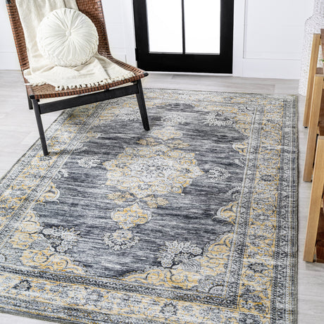 Bohemian-Distressed-Chenille-Machine-Washable-Area-Rug-Rugs
