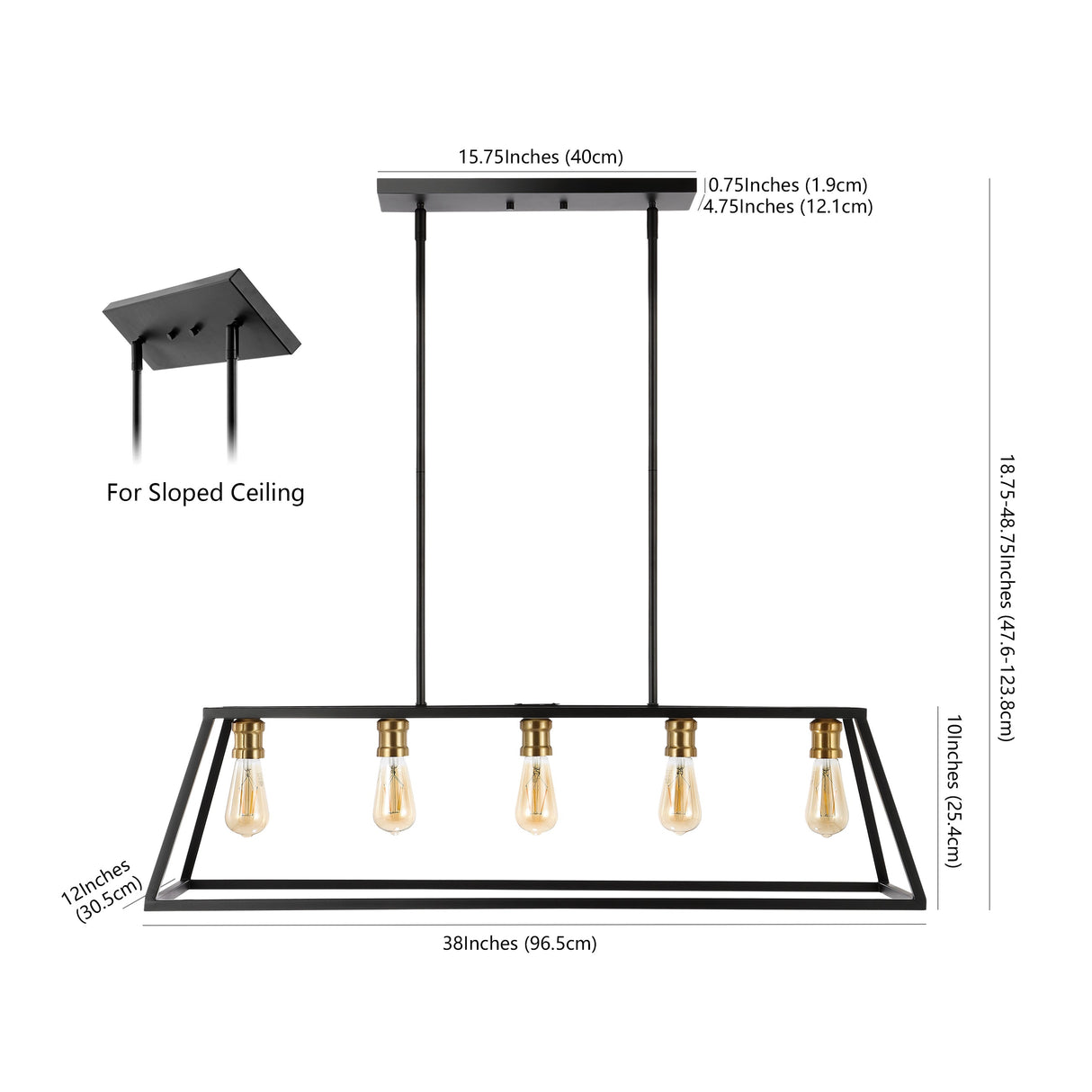 5-Light Bohemian Farmhouse Iron Adjustable LED Pendant