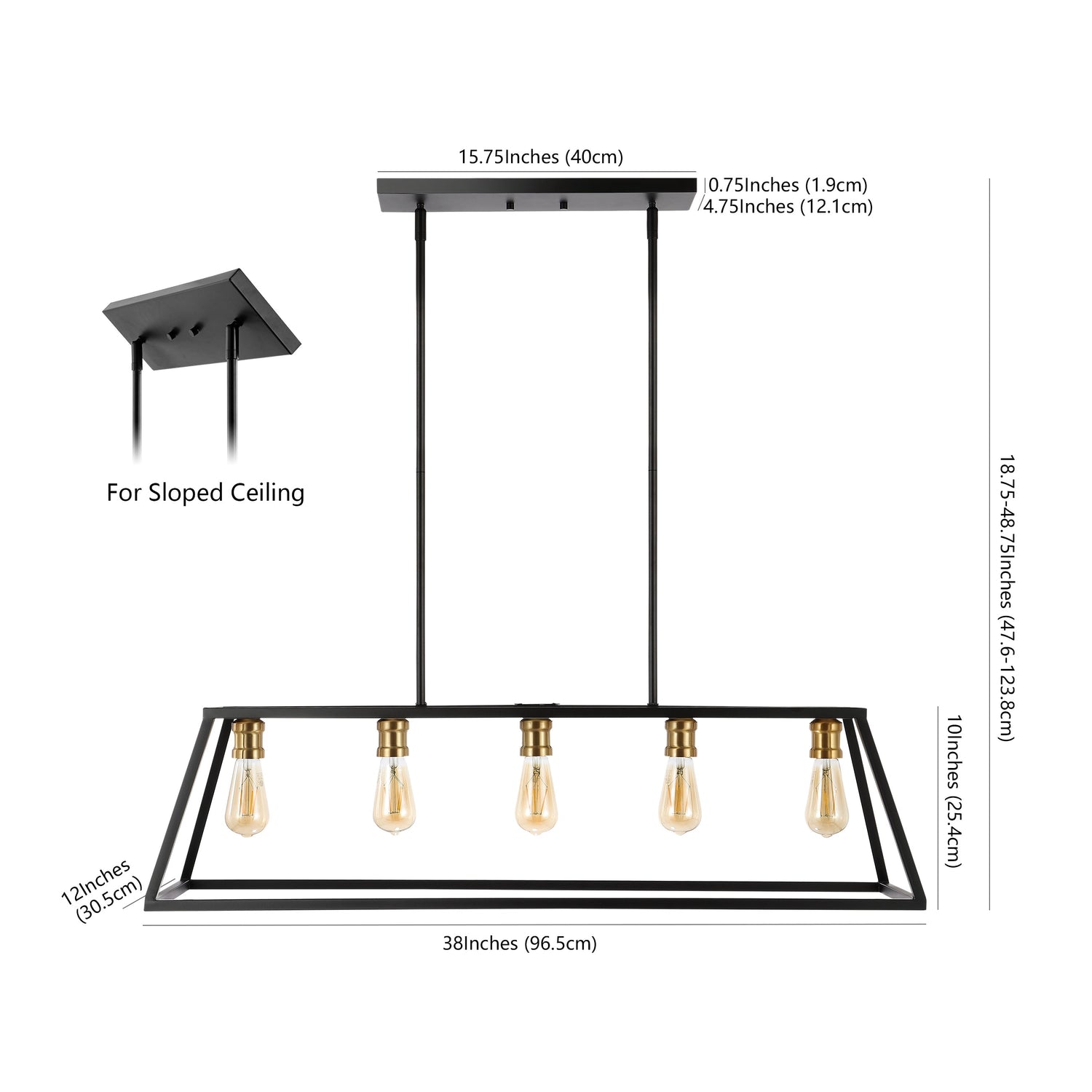 5-Light Bohemian Farmhouse Iron Adjustable LED Pendant
