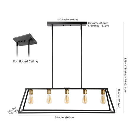 5-Light Bohemian Farmhouse Iron Adjustable LED Pendant