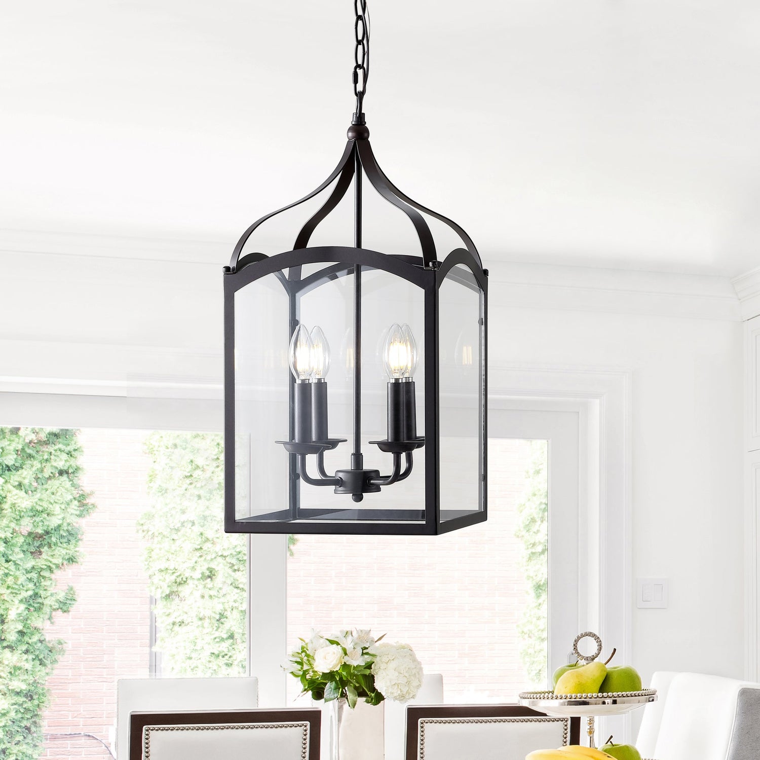 4-light Traditional Classic Lantern Metal/Glass LED Pendant - Rubbed Bronze