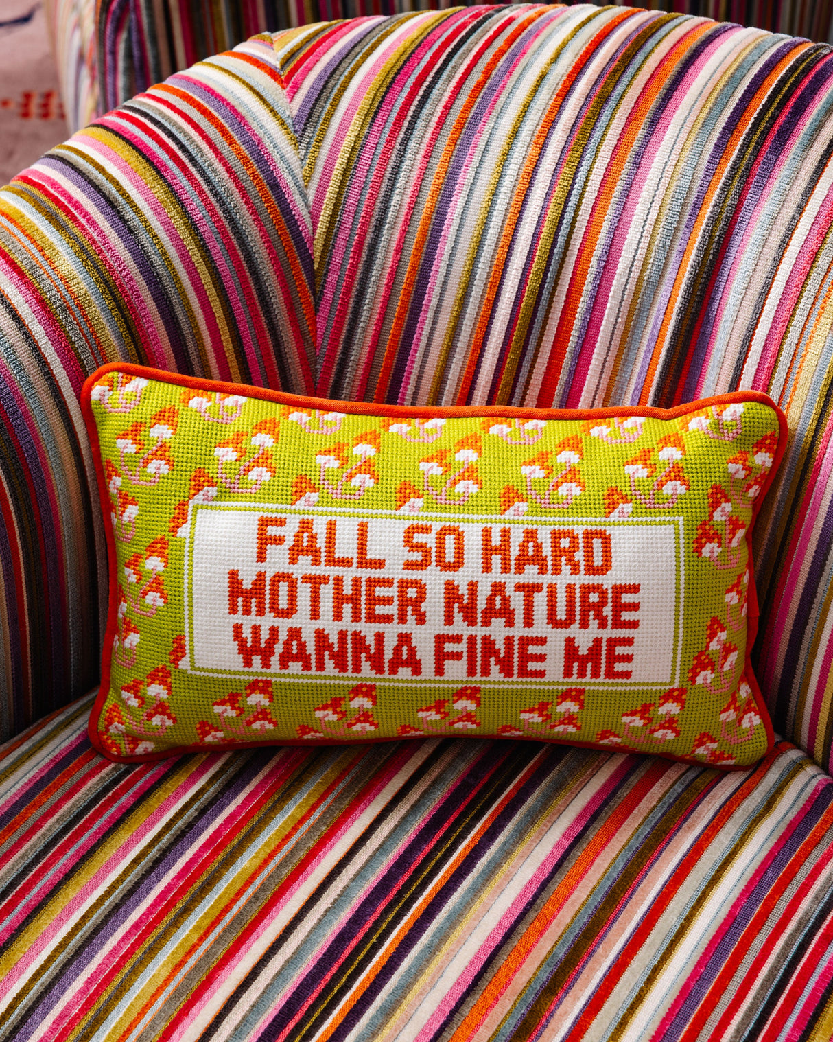 Fall So Hard Needlepoint Pillow