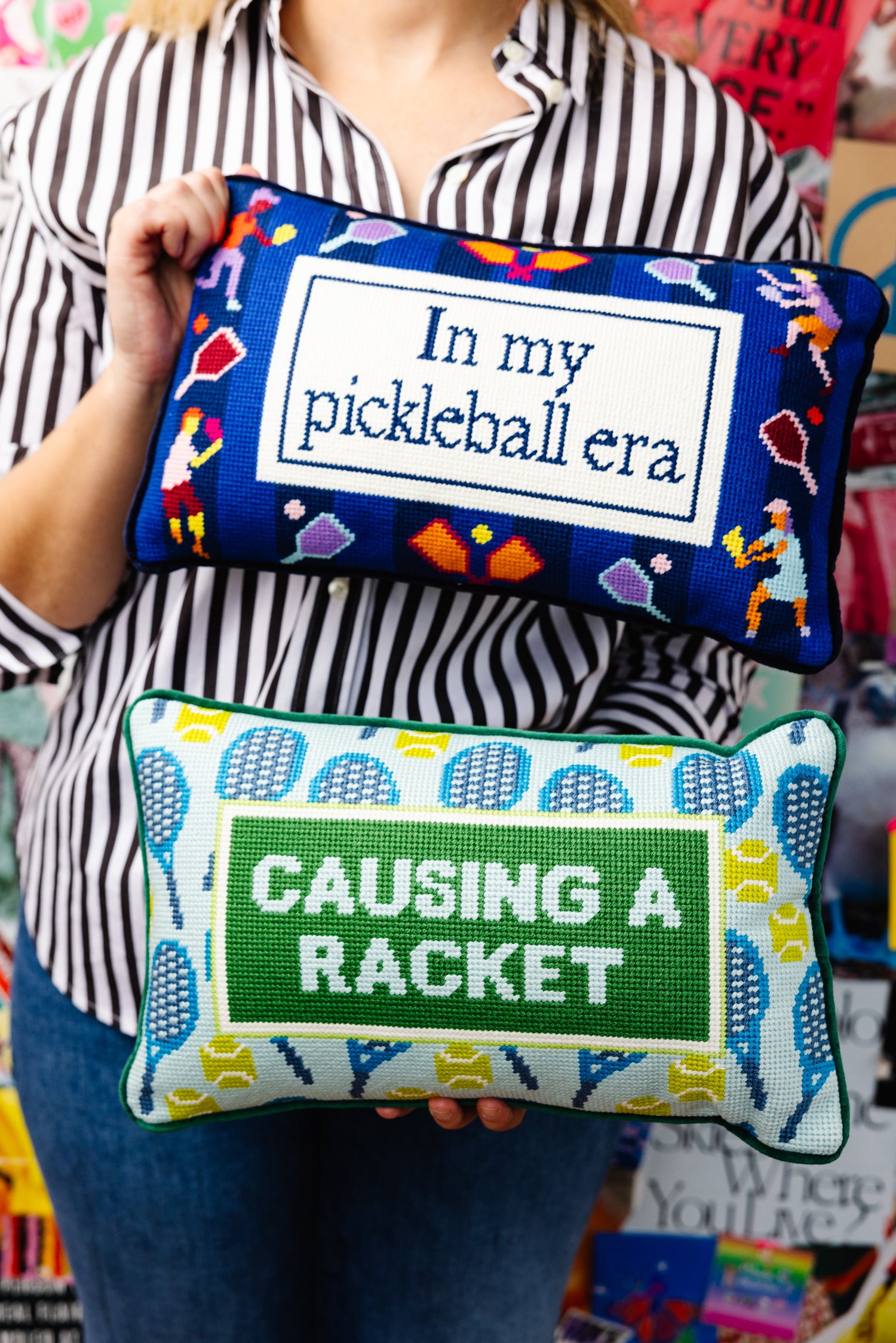 Pickleball Era Needlepoint Pillow