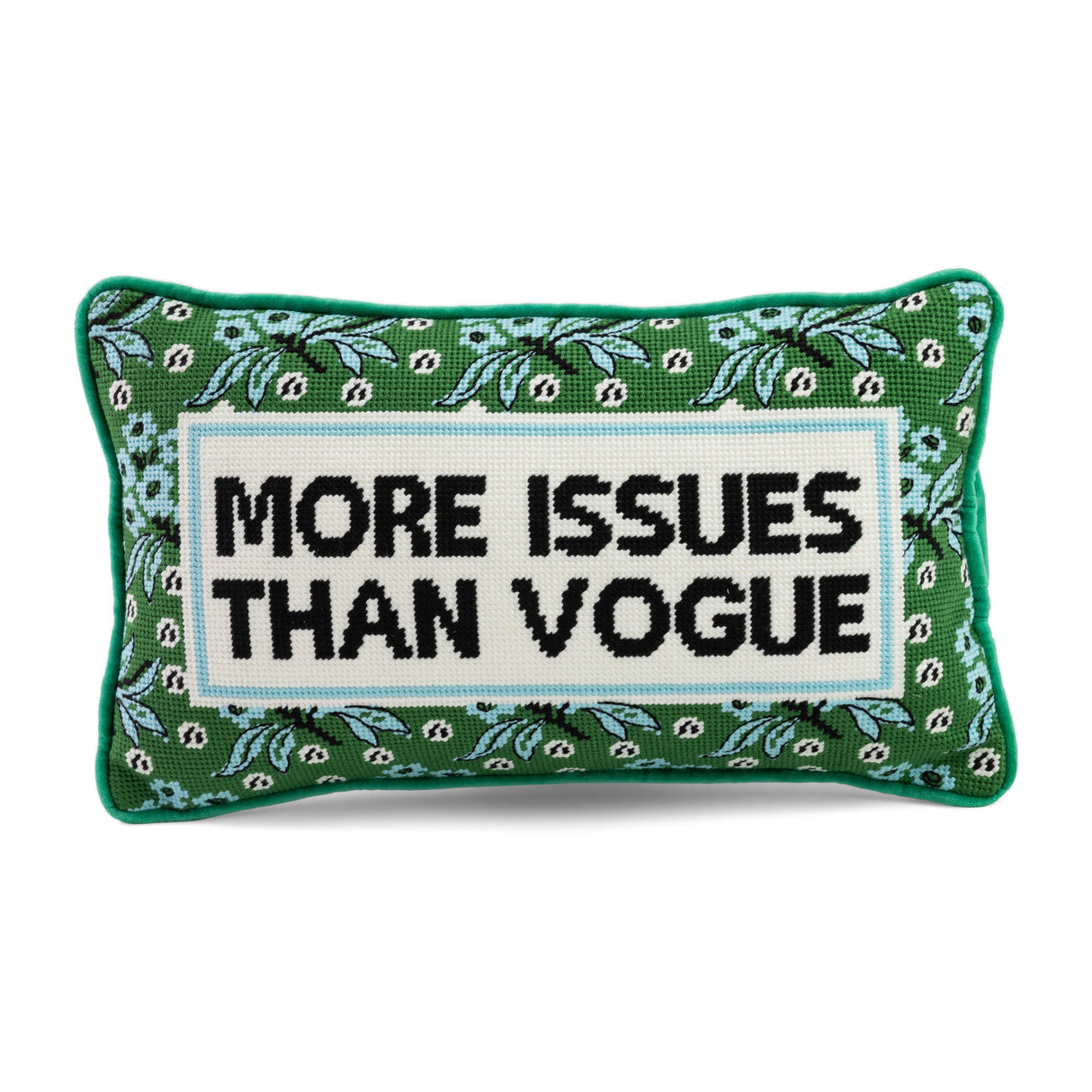 More Issues Needlepoint Pillow