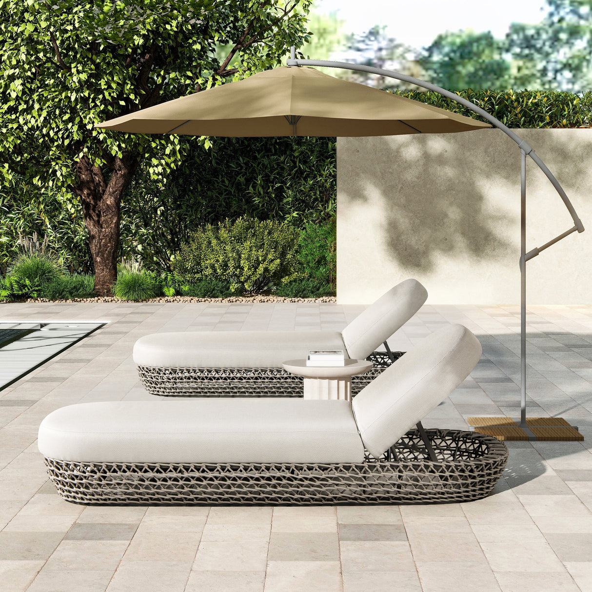 Willow Wicker & Sunbrella Upholstered Patio Lounger