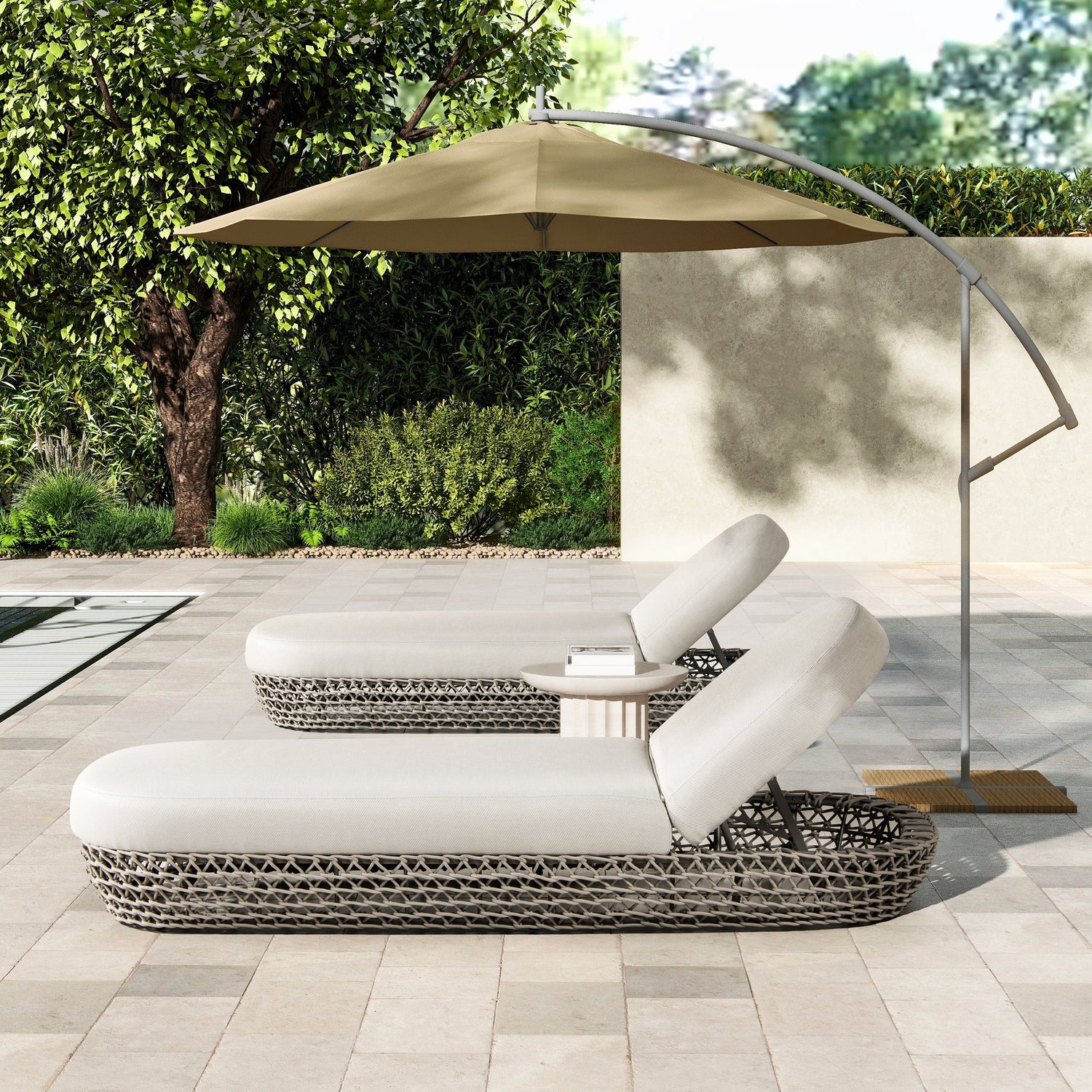Willow Wicker & Sunbrella Upholstered Patio Lounger