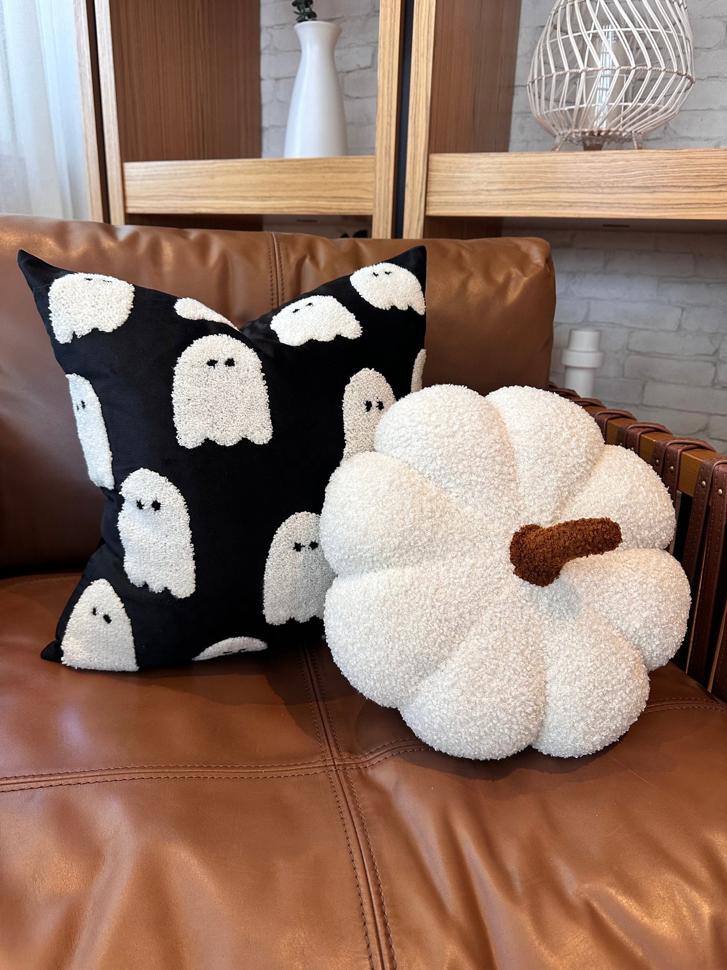 Jumbo Sherpa Cream Pumpkin Pillow
