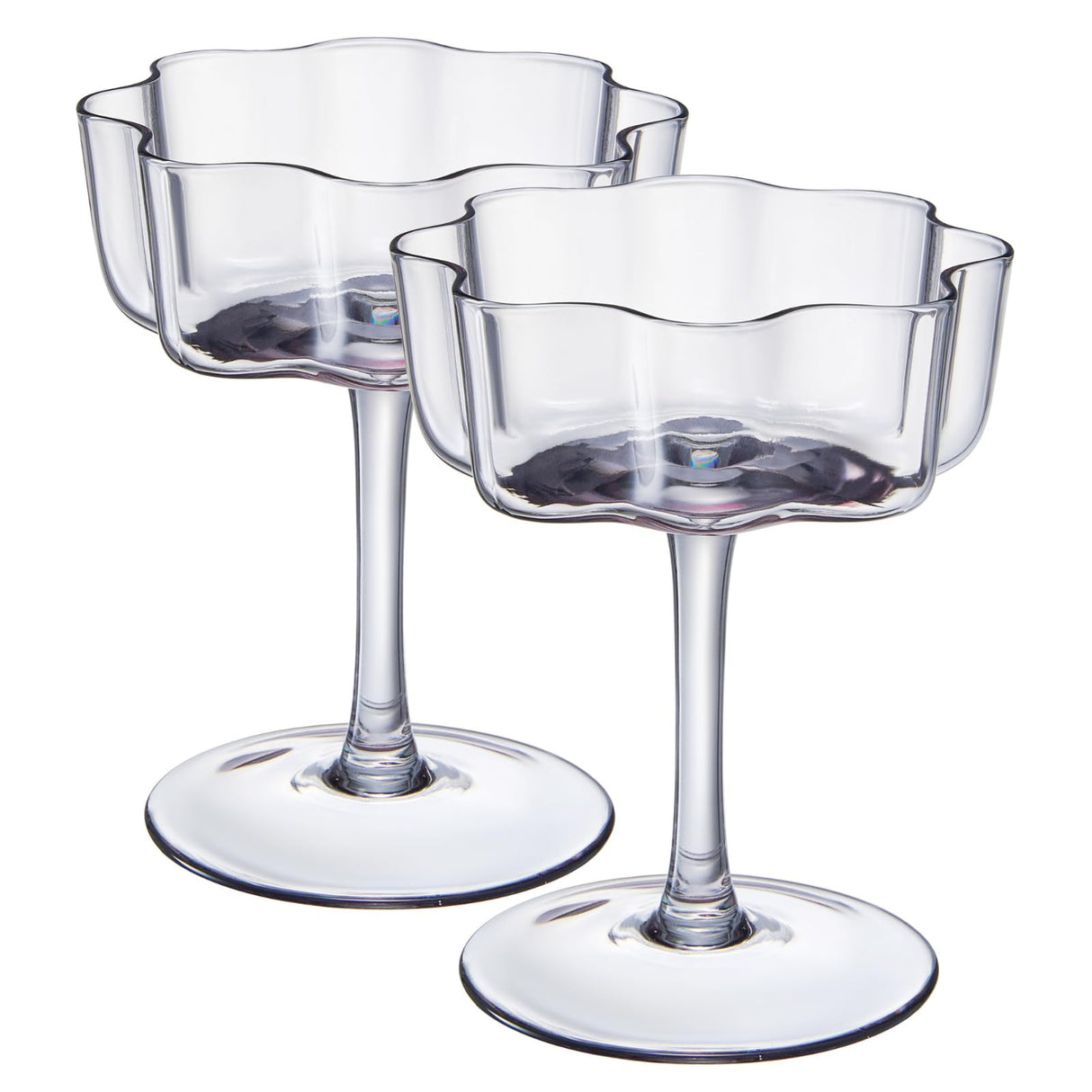 Flower Wave Coupe Cocktail Colored Glasses | Set of 2 | Grey