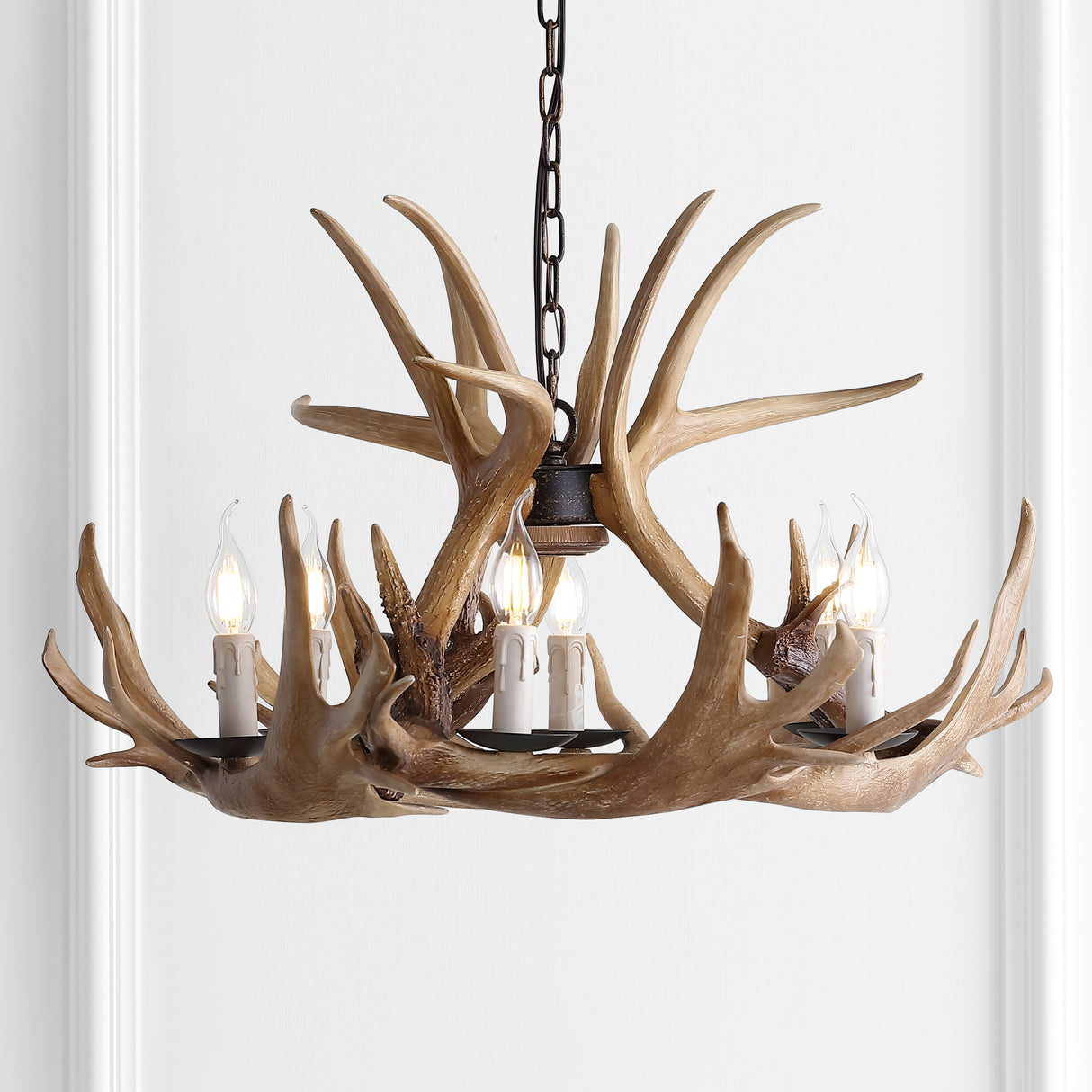 Adjustable-Resin-Antler-6-Light-Chandelier-Chandelier
