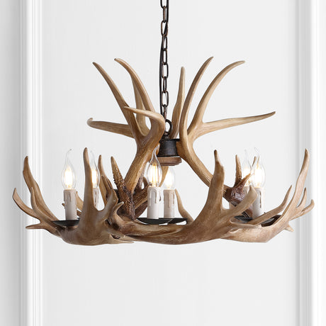 Adjustable-Resin-Antler-6-Light-Chandelier-Chandelier