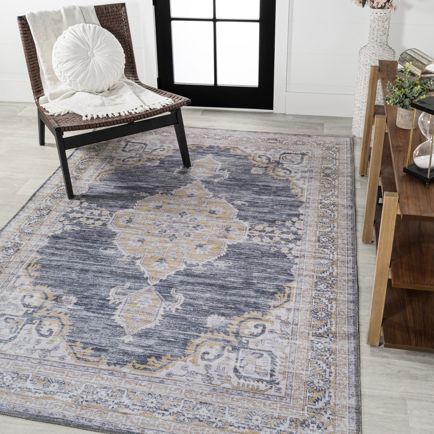 Chenille-Cottage-Medallion-Machine-Washable-Area-Rug-Rugs