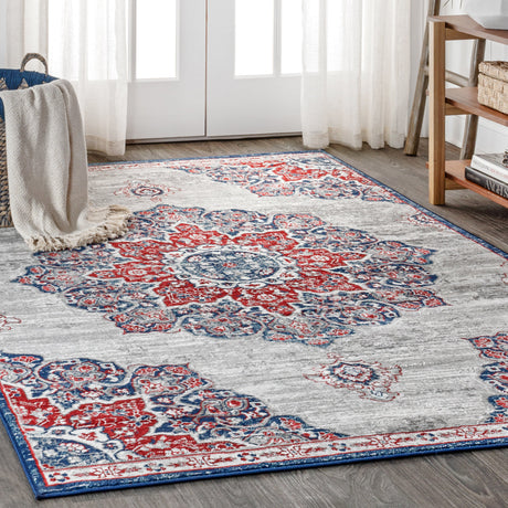 Modern Persian Vintage Moroccan Medallion Area Rug