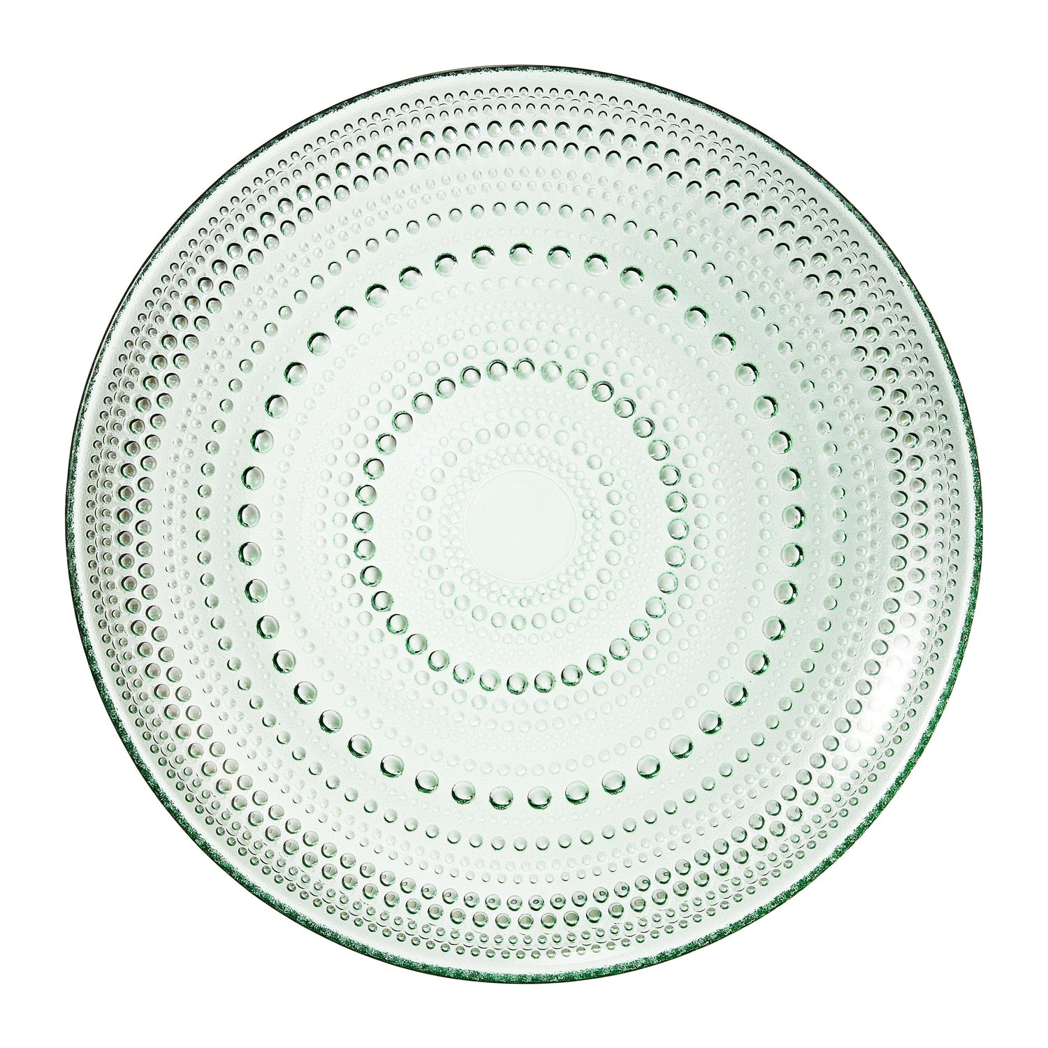 Glass Hobnail Dinner or Charger Plates | Set of 4 | Green