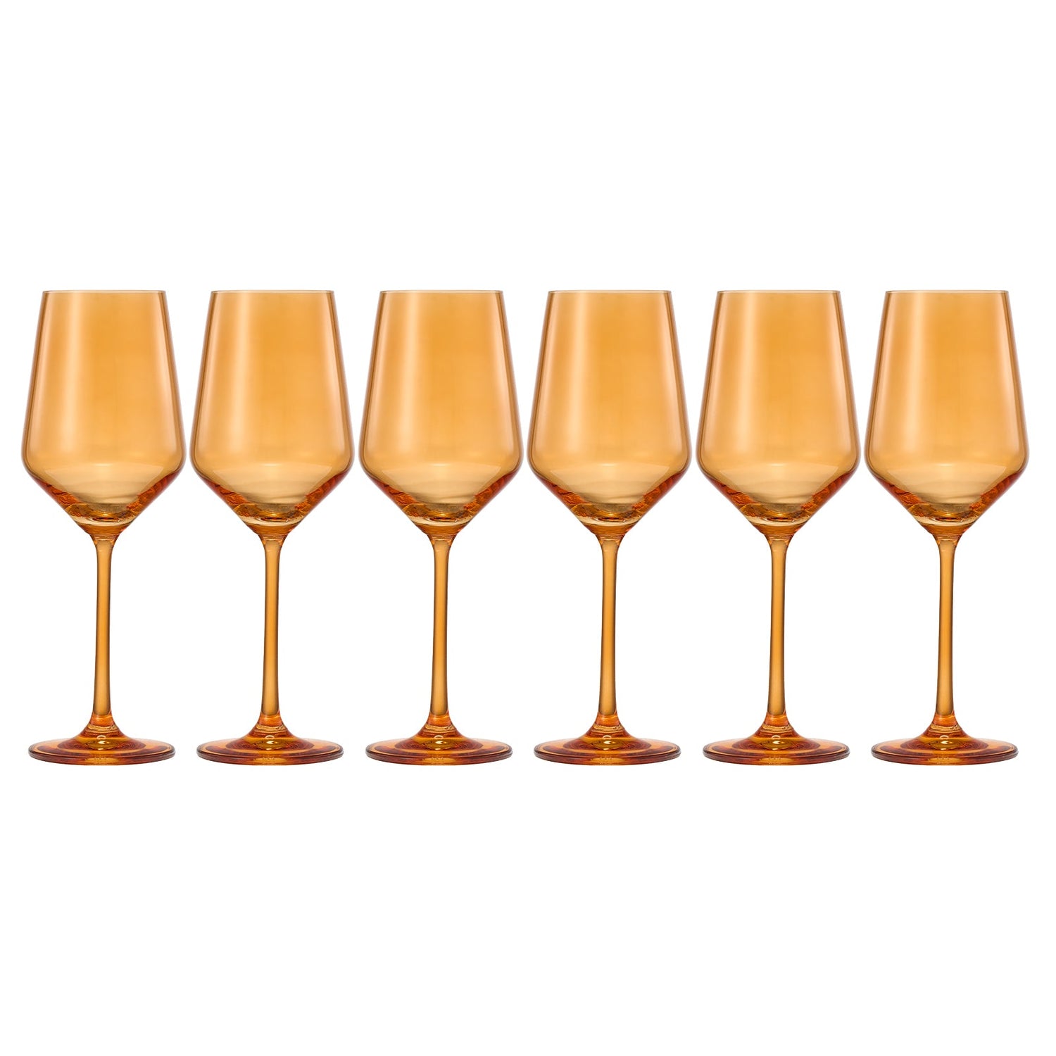 Rhea Stemmed Wine Glassware, Set of 6, Amber