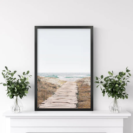 Beige Beach Pathway Wall Decor. Modern Boho Print