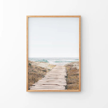 Beige Beach Pathway Wall Decor. Modern Boho Print