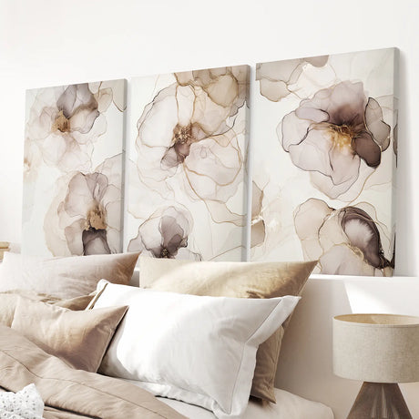 Watercolor Floral Abstract. Modern 3 Piece Wall Decor