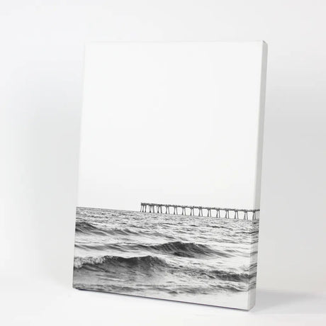 Black White Minimalistic Beach Pier Poster