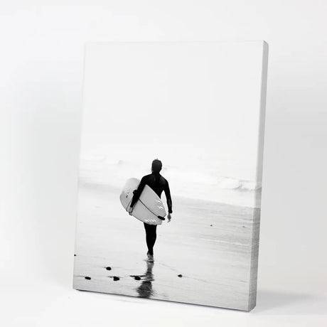 Black White Modern Surfer Photo. Coastal Style Print
