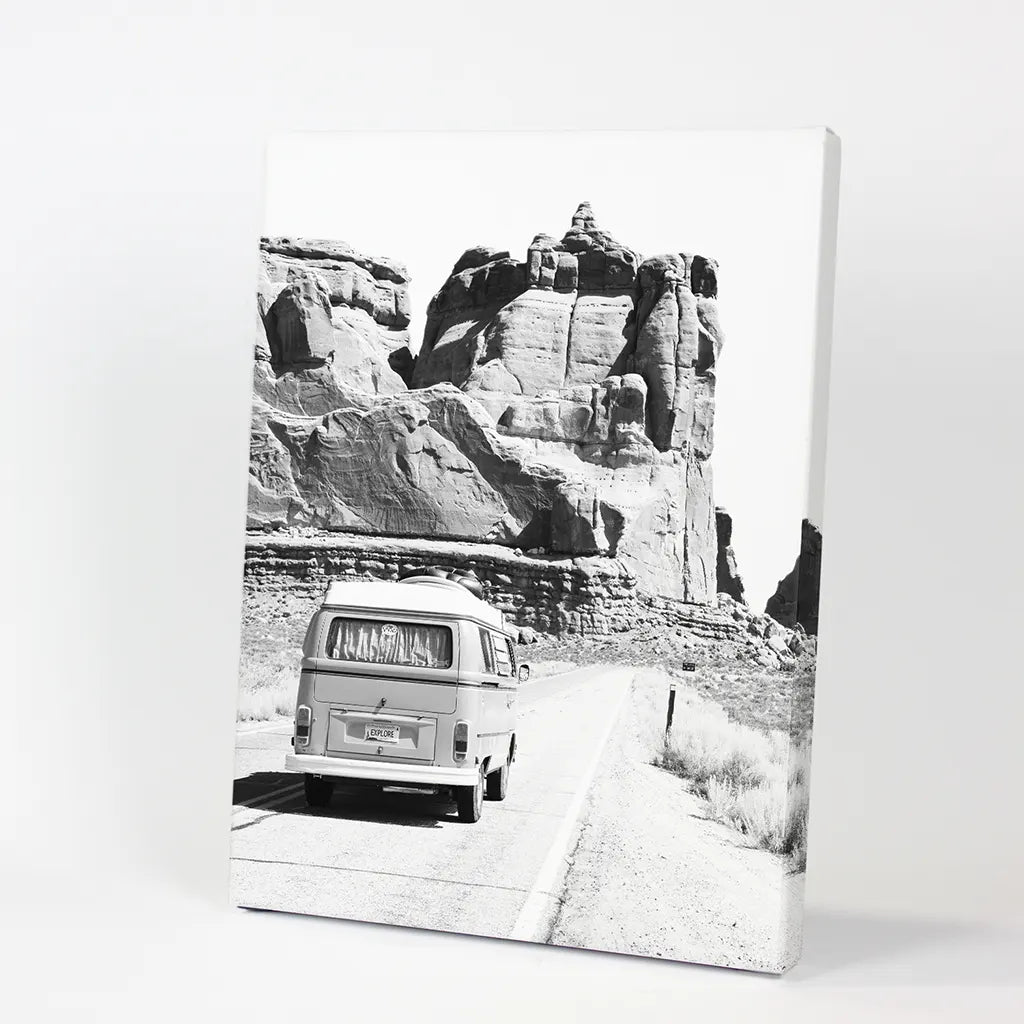 Black White Van Camper Poster. Utah National Park Wall Art