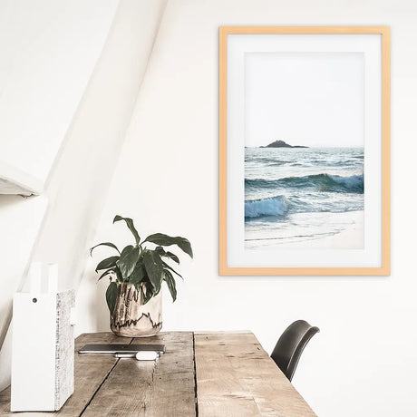 Blue Ocean Waves Poster. Coastal Wall Art