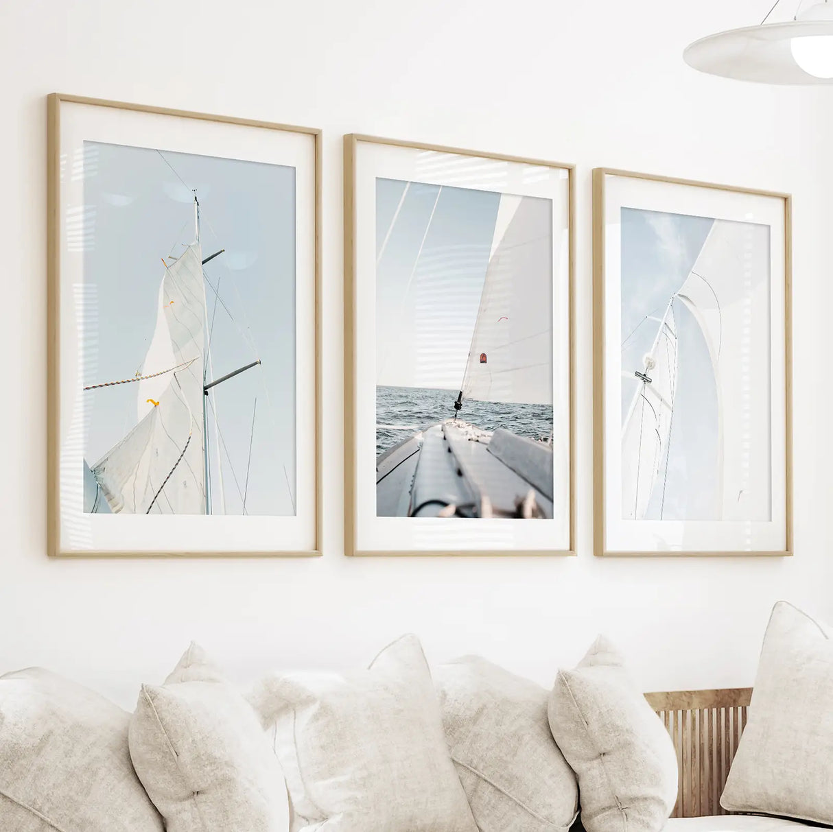 Nautical 3 Piece Wall Art. Sailing at Sea on a Yacht