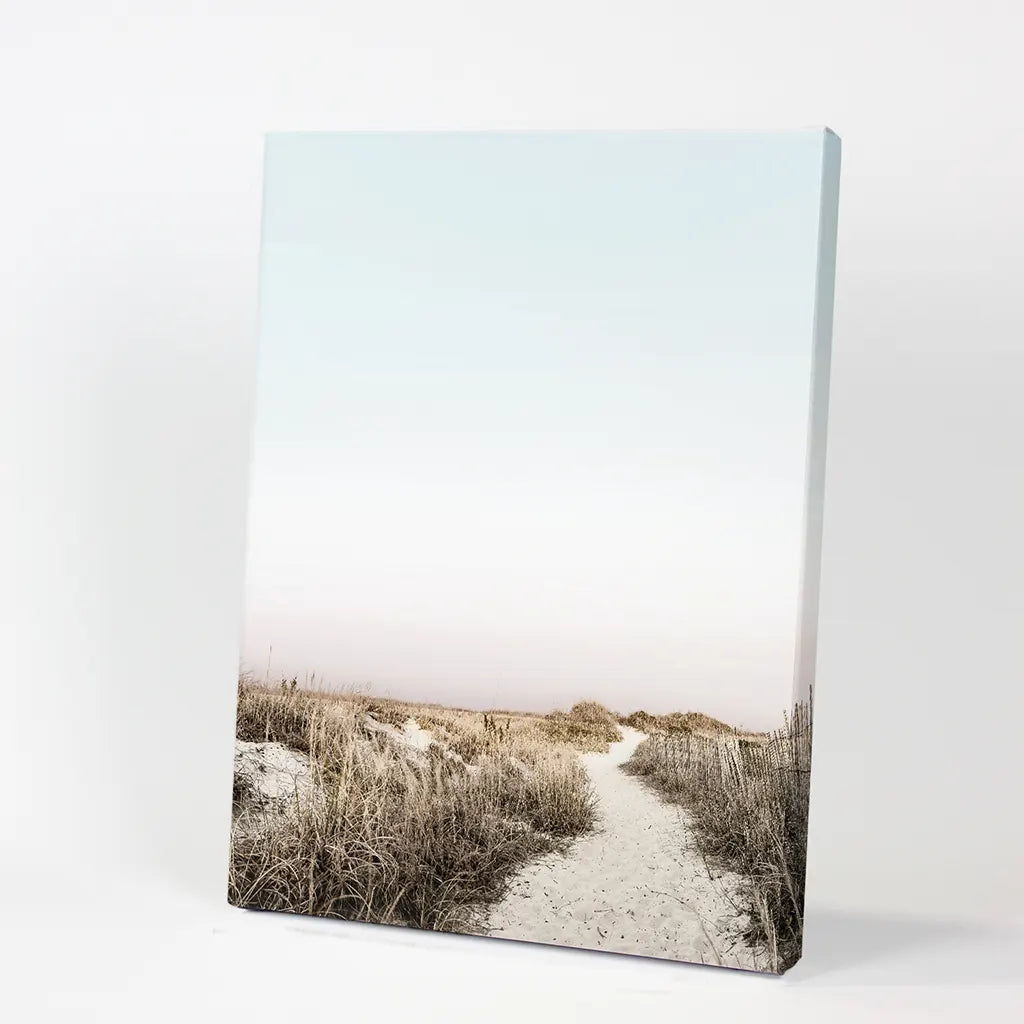 Boho Chic Wall Art Print. Sandy Beach Path, Dried Grass