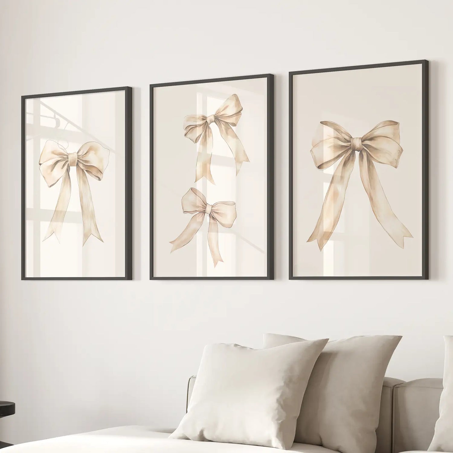 Trendy Aesthetic Bows Nursery Wall Art Set Poster