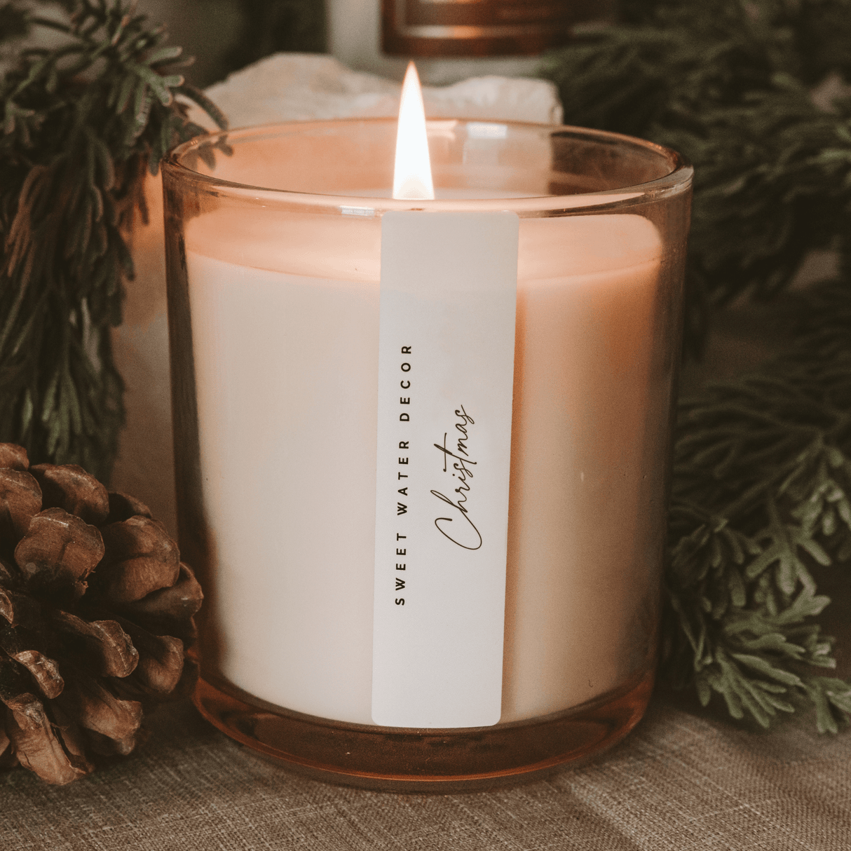 Christmas Soy Candle - Tinted Glass Jar - 12 oz