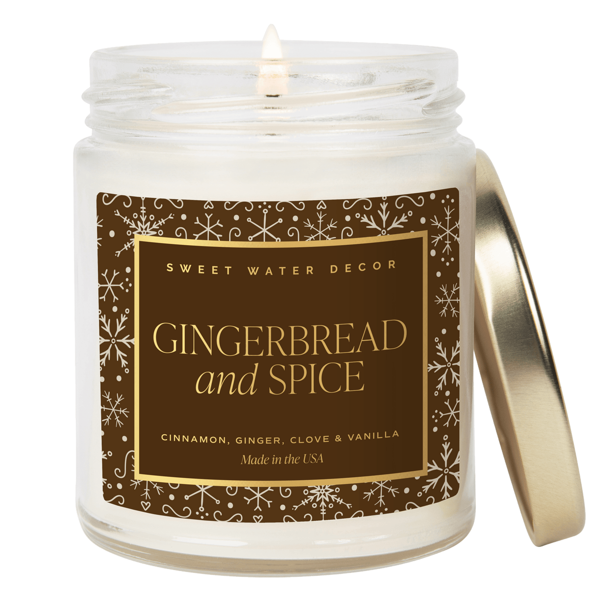 Gingerbread and Spice Soy Candle - Clear Jar - 9 oz Patterned