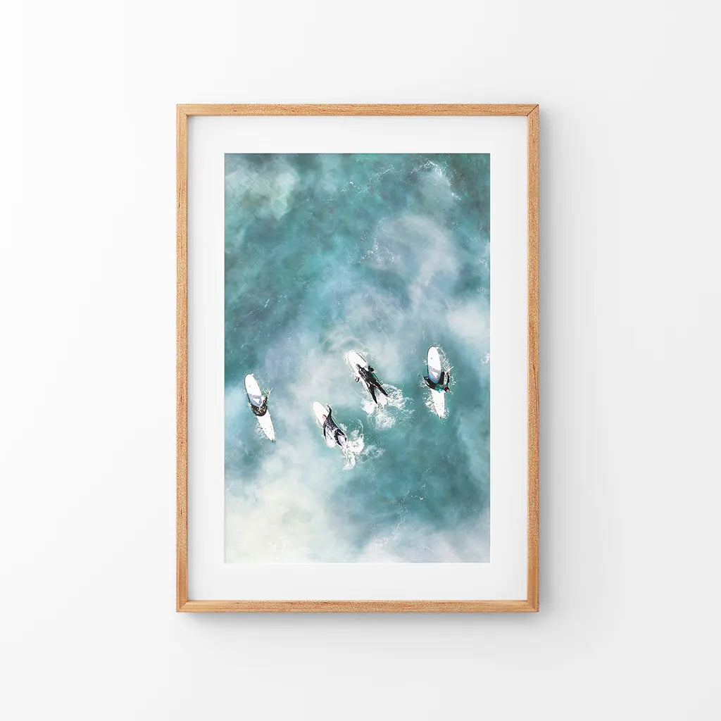 California Surfers Wall Art Print. Aerial Blue Ocean Waves