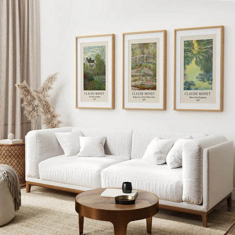 Vintage Farmhouse Decor Set of 3 Prints. Claude Monet