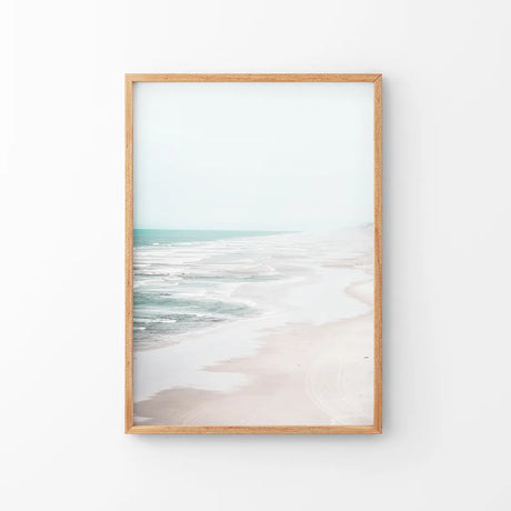 Beige Coastal Beach Wall Art Print. Ocean Waves