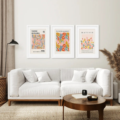 Colorful Wall Art Set of 3 Abstract Kusama Set