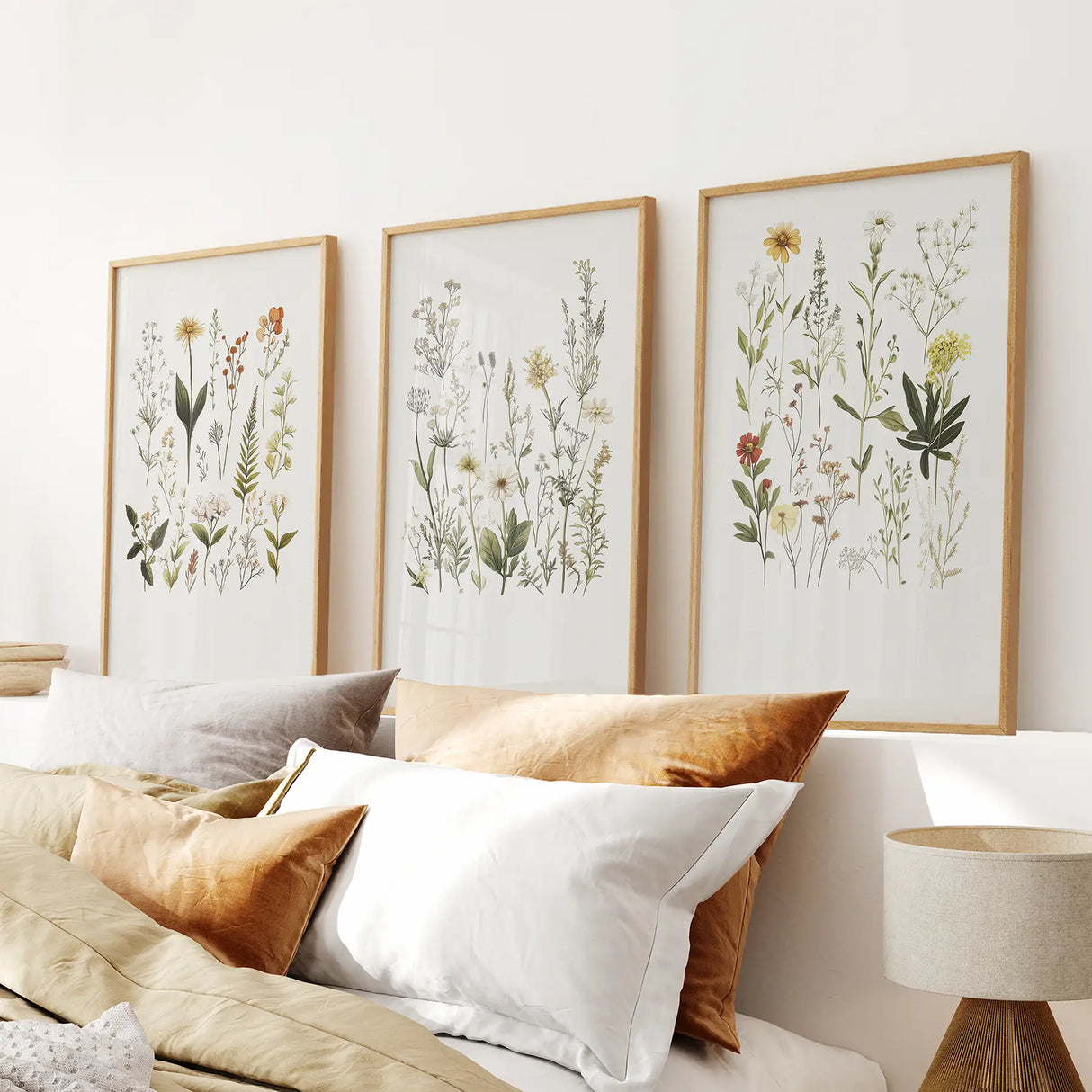 Watercolor Set of 3. Colorful Wildflower Prints