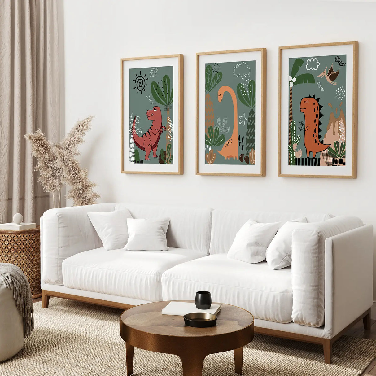 Green Dinosaur Nursery Decor Kids Room Wall Art