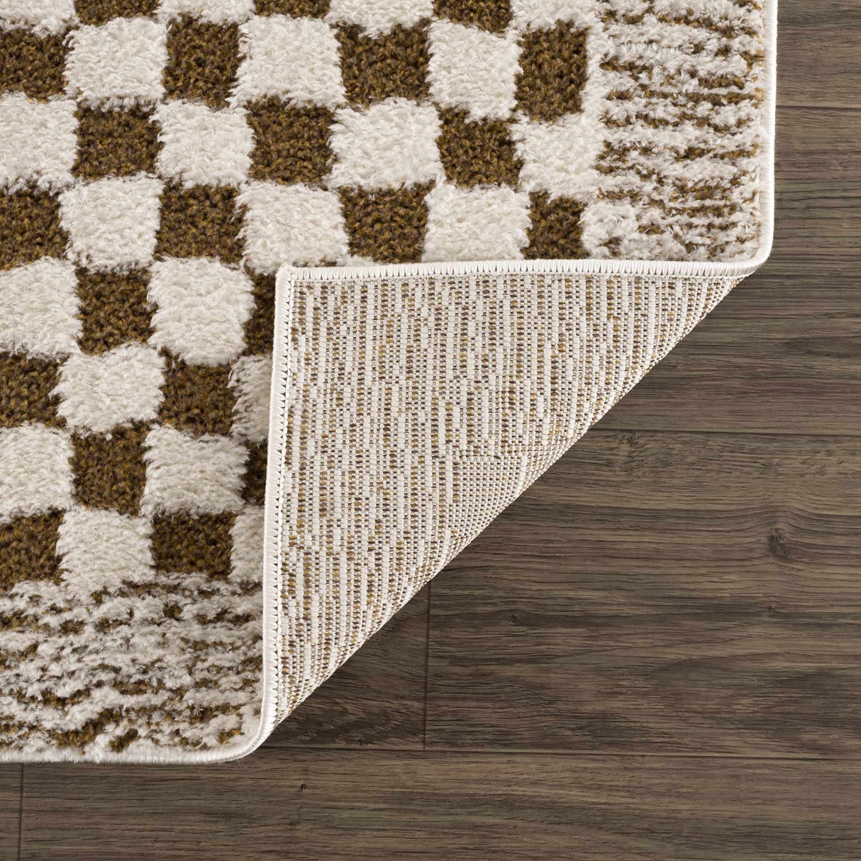 Leryn Brown Checkered Plush Rug