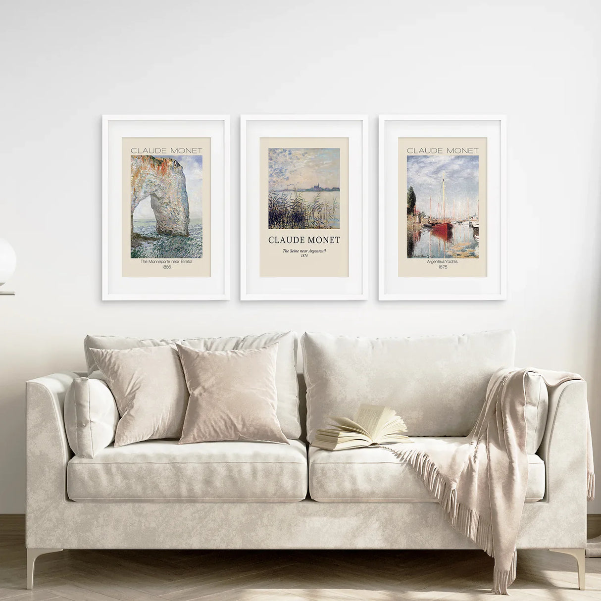 Claude Monet Art Set of 3 Beach Posters Decor