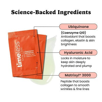 Timeless Skin Care Coenzyme Q10 Serum&Pouches 28ct - New