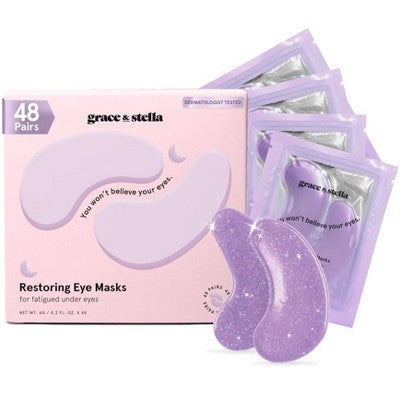 Grace & Stella Restoring Under Eye Masks Purple 48ct - New