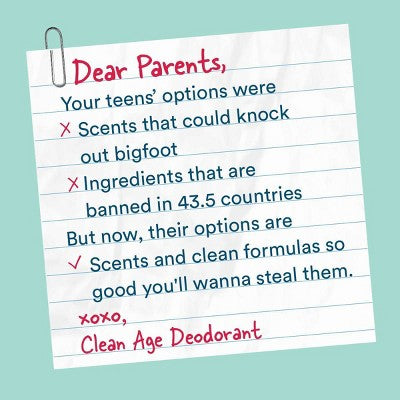 Clean Age Fresh AHA Deodorant + Body Spray for Teens 4 fl oz - New