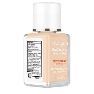 Neutrogena Skin Clearing Oil-Free Liquid Foundation with Salicylic Acid 30 Buff 1 fl oz - Imperfect Container