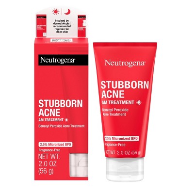 Neutrogena Stubborn Acne Morning Face Treatment with Benzoyl Peroxide 2.0 oz - New